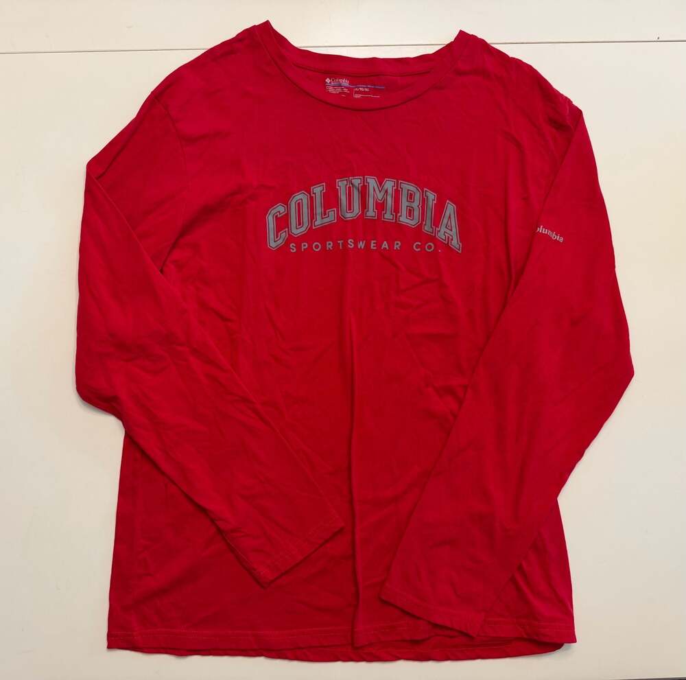 Columbia Sportswear Co. Red Long Sleeve T-Shirt with Arched Logo